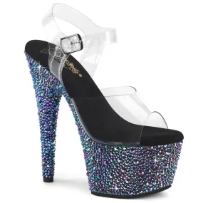 7 Inch Heel BEJEWELED-708MS Clear Black Rhinestone