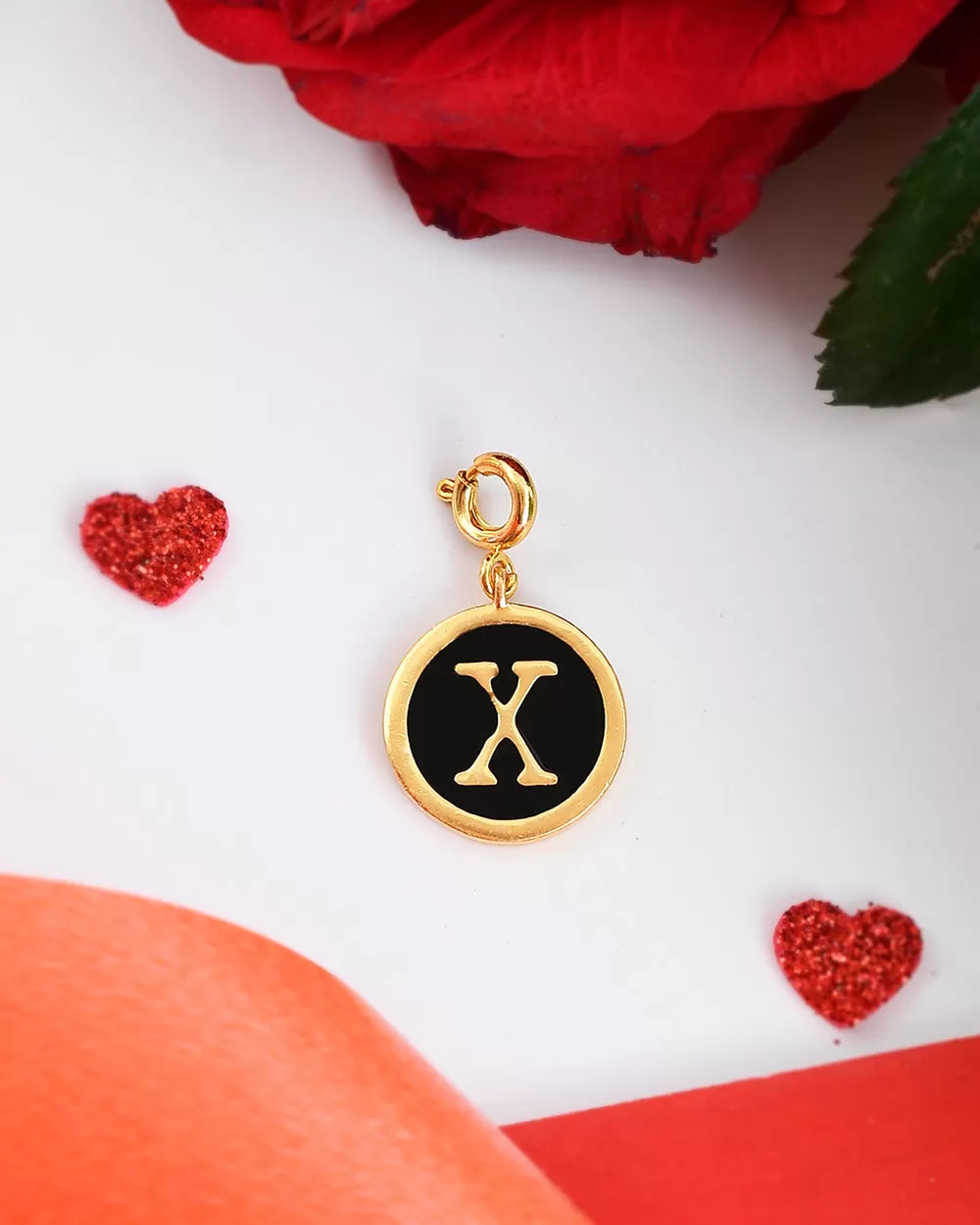 Alphabet X Black Enamel Charm - Voylla