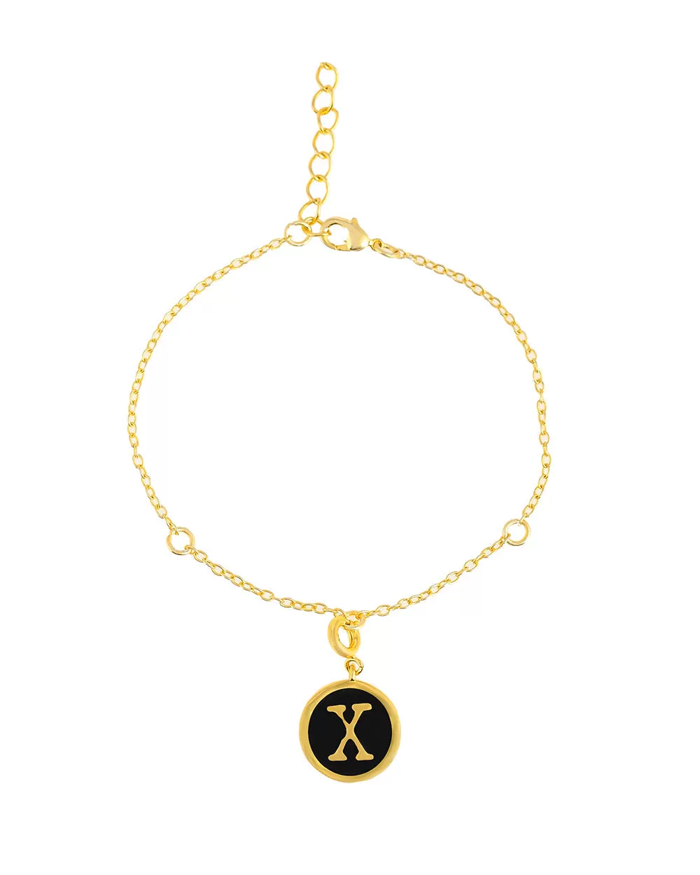 Alphabet X Black Enamel Charm - Voylla