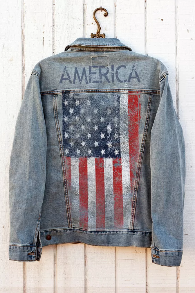 American Flag Denim Jacket - Unisex Sizing