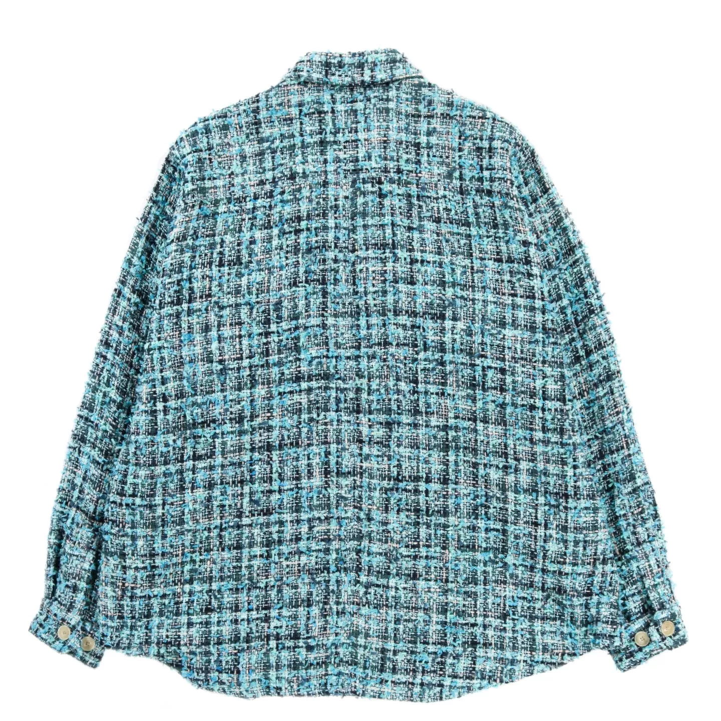 AURALEE HOMESPUN SUMMER TWEED SHIRT BLOUSON LT BLUE / NAVY