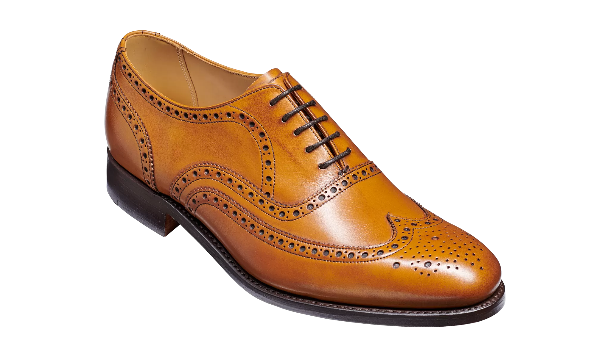 Barker Malton Full Wing Brogue Shoe - Cedar Calf