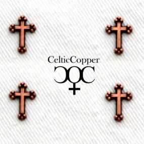 Copper Stud Earrings 2 Pair Set Copper Florentine Cross Earring Studs with Hypoallergenic Steel Post and Clutches