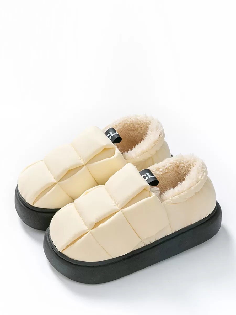 Couple Winter Indoor Colorblock Fleece-lined Shoes