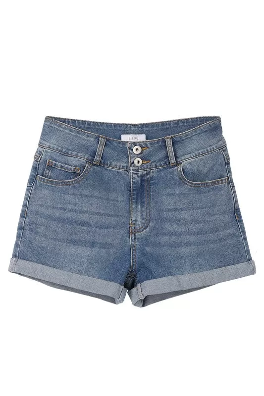 DENIM HIGH WAISTED SHORTS