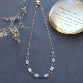 Emma - Rainbow Moonstone Gold Necklace