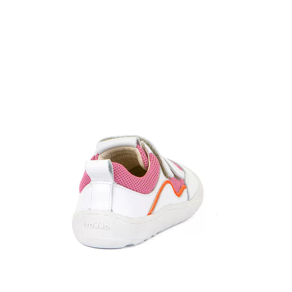 Froddo Barefoot Style White & Pink  Water Repellent Sneakers With Velcro Closure