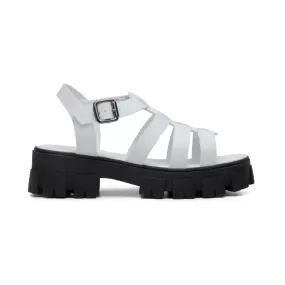 'Jess' corn-leather  sandal with lugged sole by Zette Shoes - white