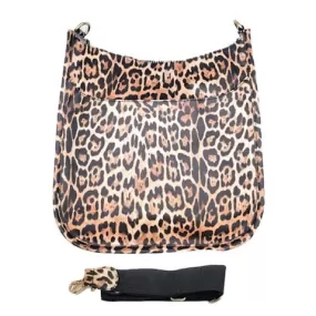 Leopard Patterned Faux Leather Adjustable Crossbody Tote Bag