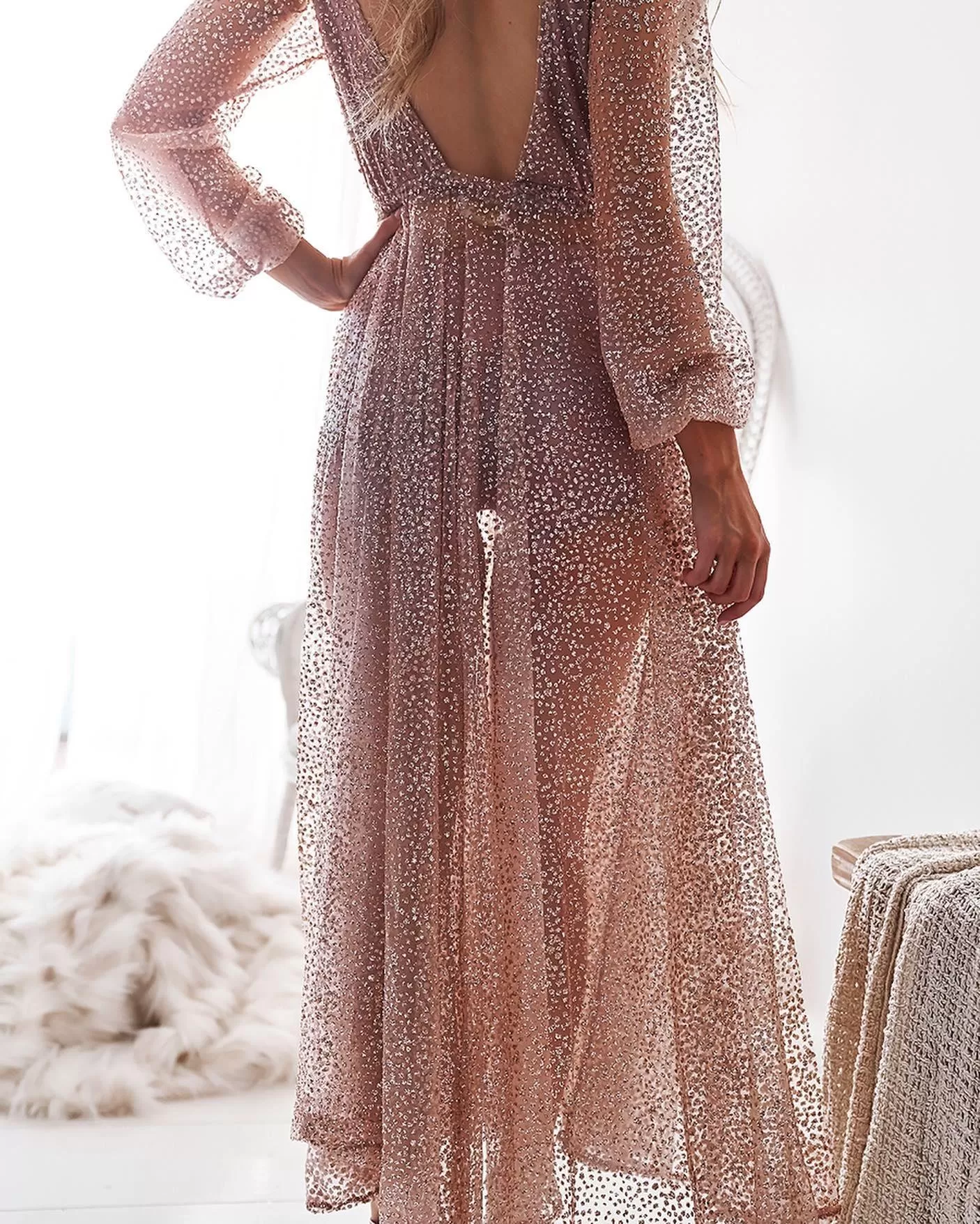 Lucky Star Glitter Gown - Rose Gold