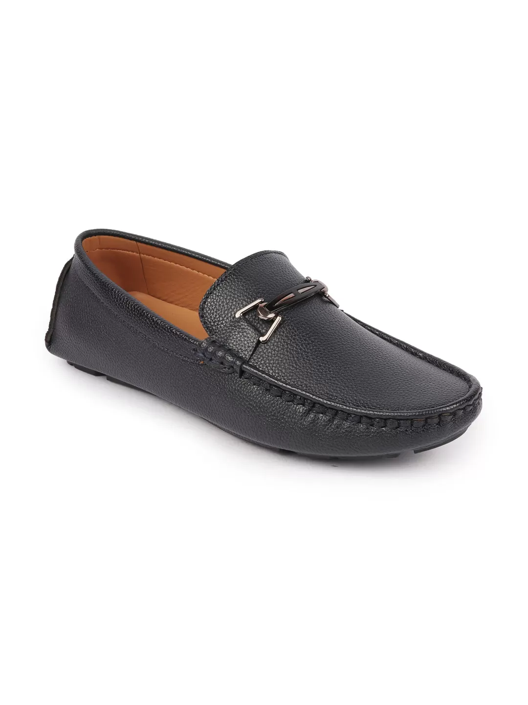 Men Blue Casual Slip On Textured Stitched Design Driving Loafer and Moccasin Shoes