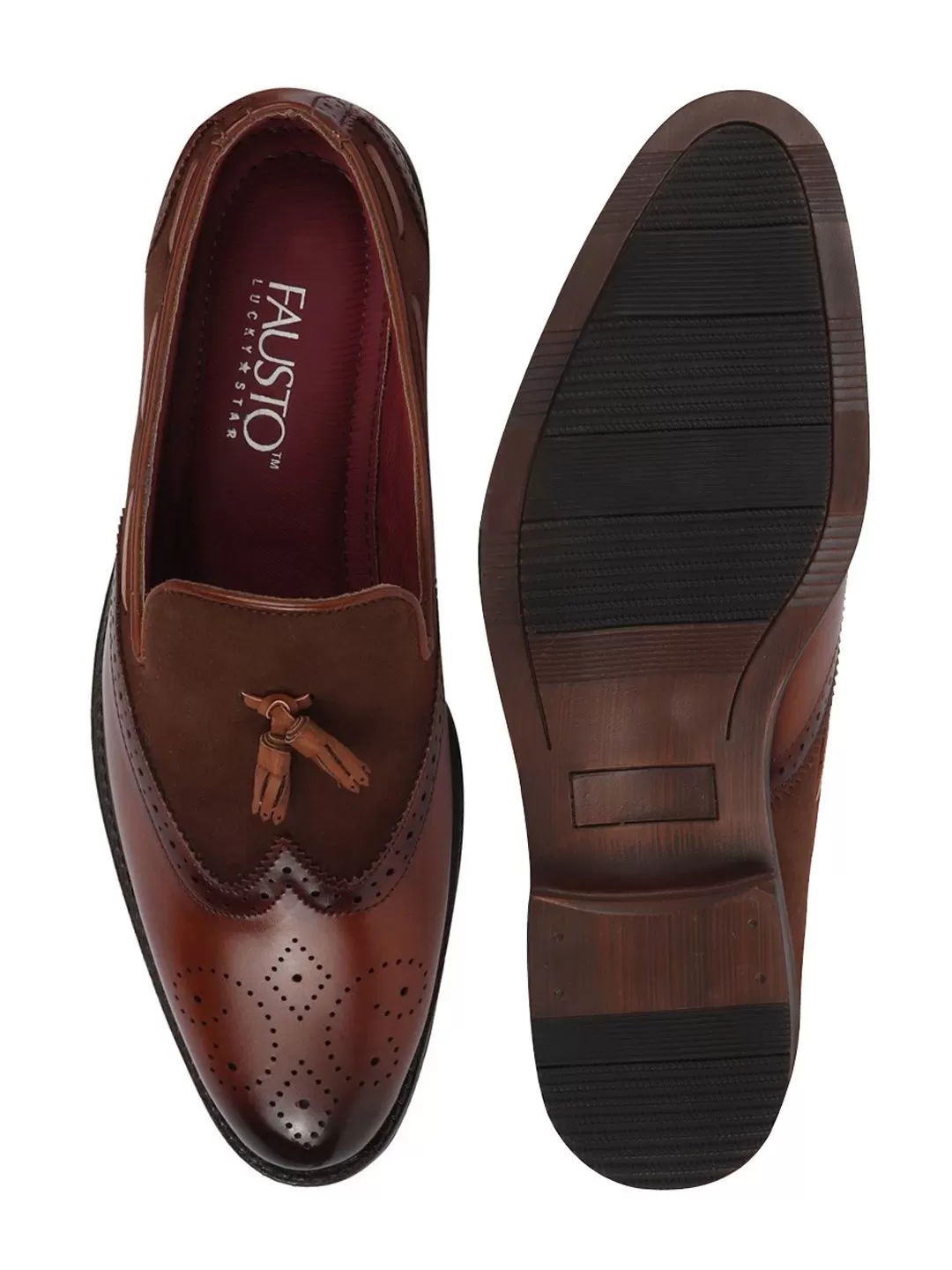 Men Party Brown Tassel Brogue Loafers