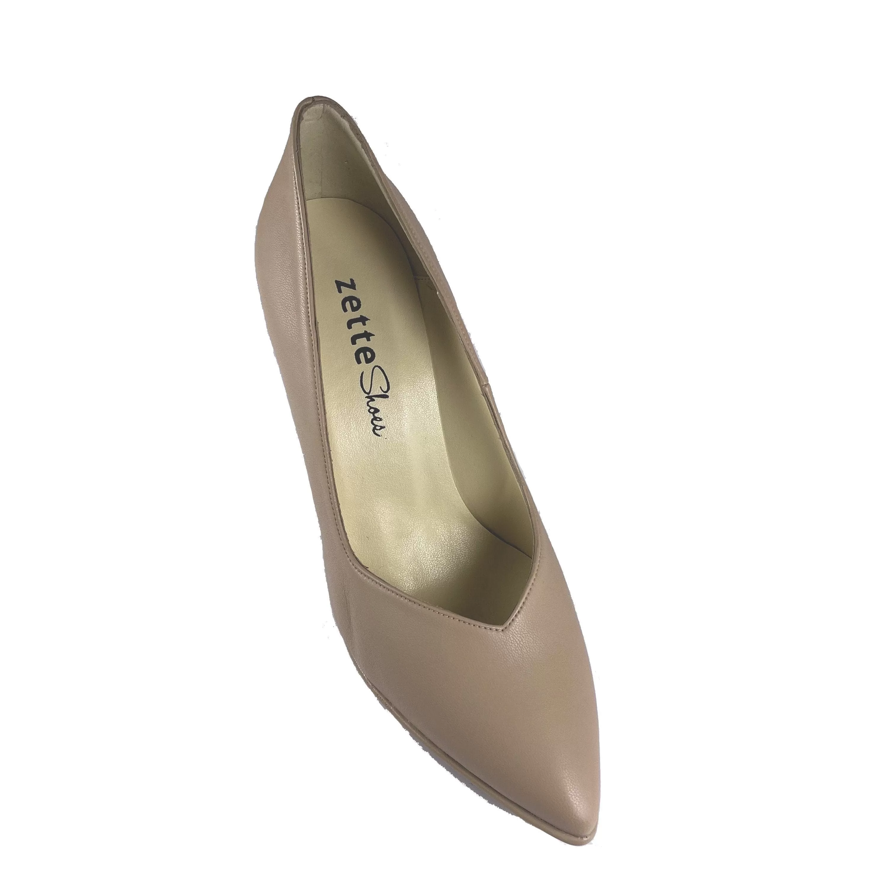 'Mercury' vegan-leather stiletto by Zette Shoes - nude