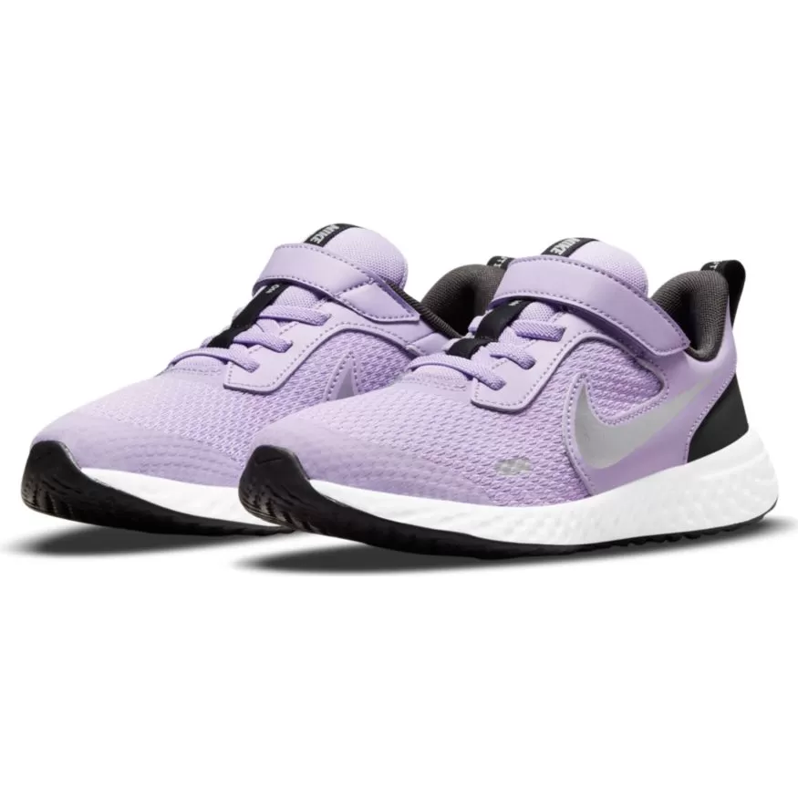 Nike Lilac/Metallic Silver Revolution 5 Children’s Sneaker