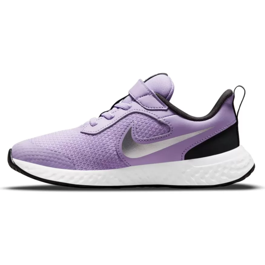 Nike Lilac/Metallic Silver Revolution 5 Children’s Sneaker