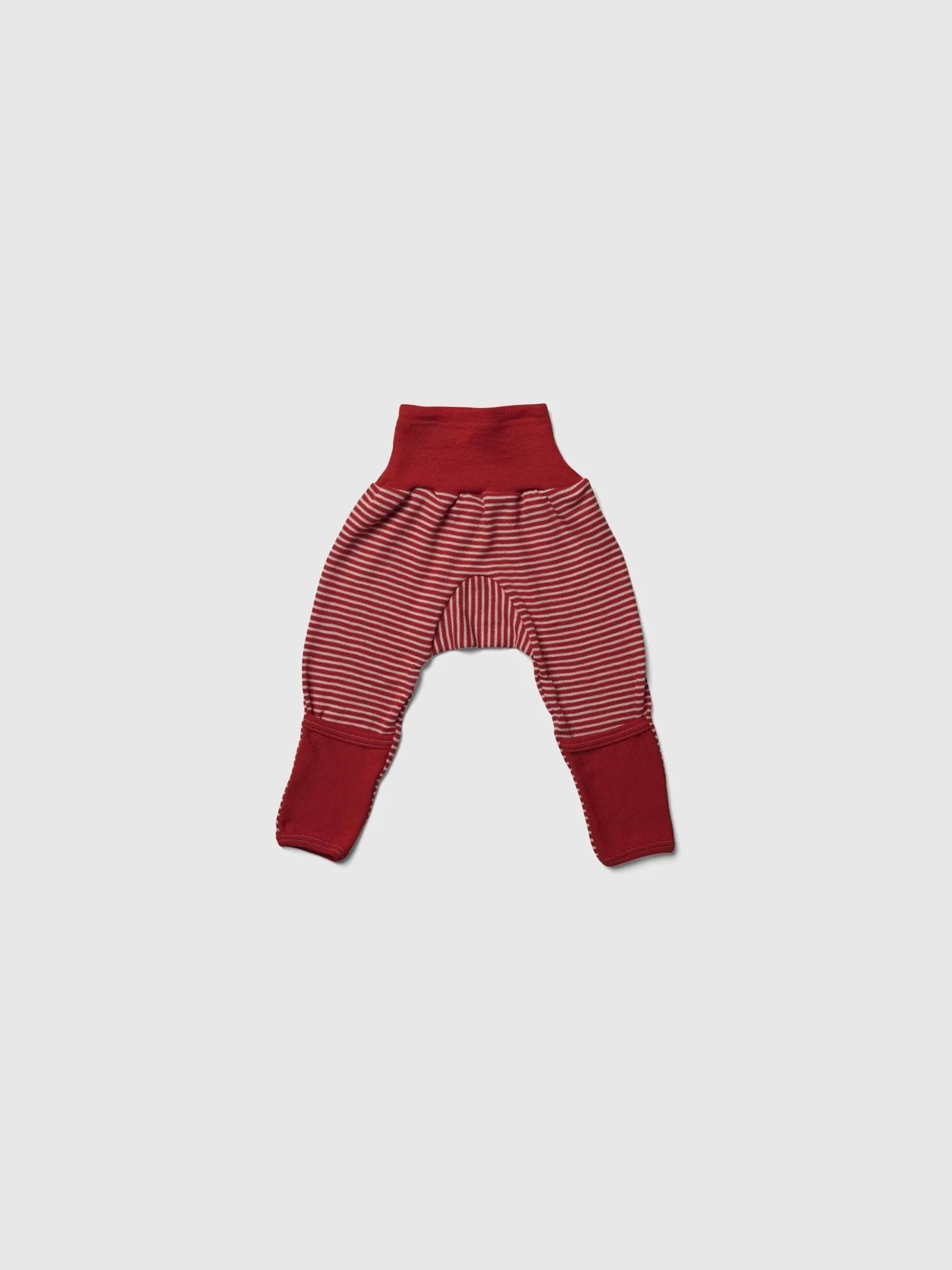 organic merino wool and silk pants - red/natural stripe