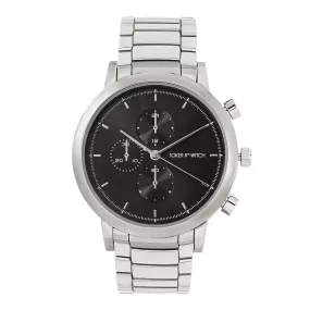 Pierce Black Dial Silver Metallic Strap Watch