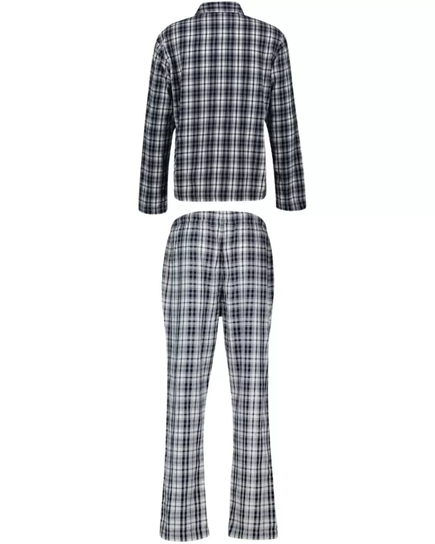 Plaid Check Flannel Pyjamas Gift Set, Evening Blue