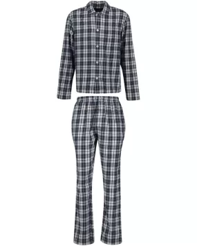 Plaid Check Flannel Pyjamas Gift Set, Evening Blue