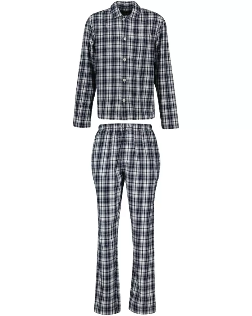 Plaid Check Flannel Pyjamas Gift Set, Evening Blue