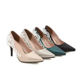 Pointed Toe Lace Women's High Heels Stiletto Pumps