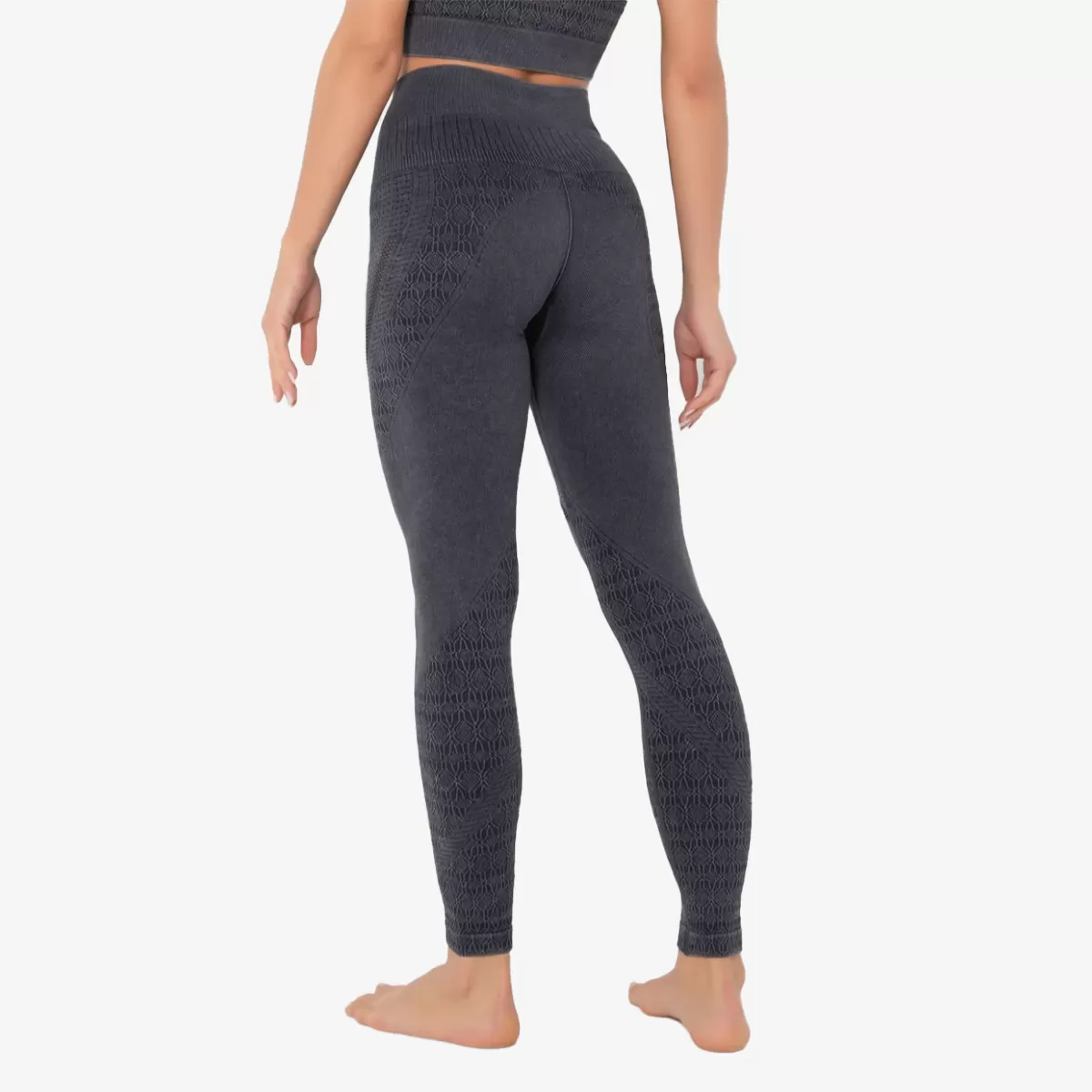 SALE - High Waist Denim Wash Side Mesh Leggings