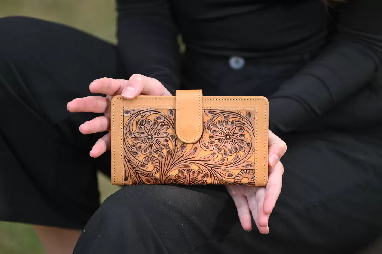 Tooled Leather Ladies Wallet