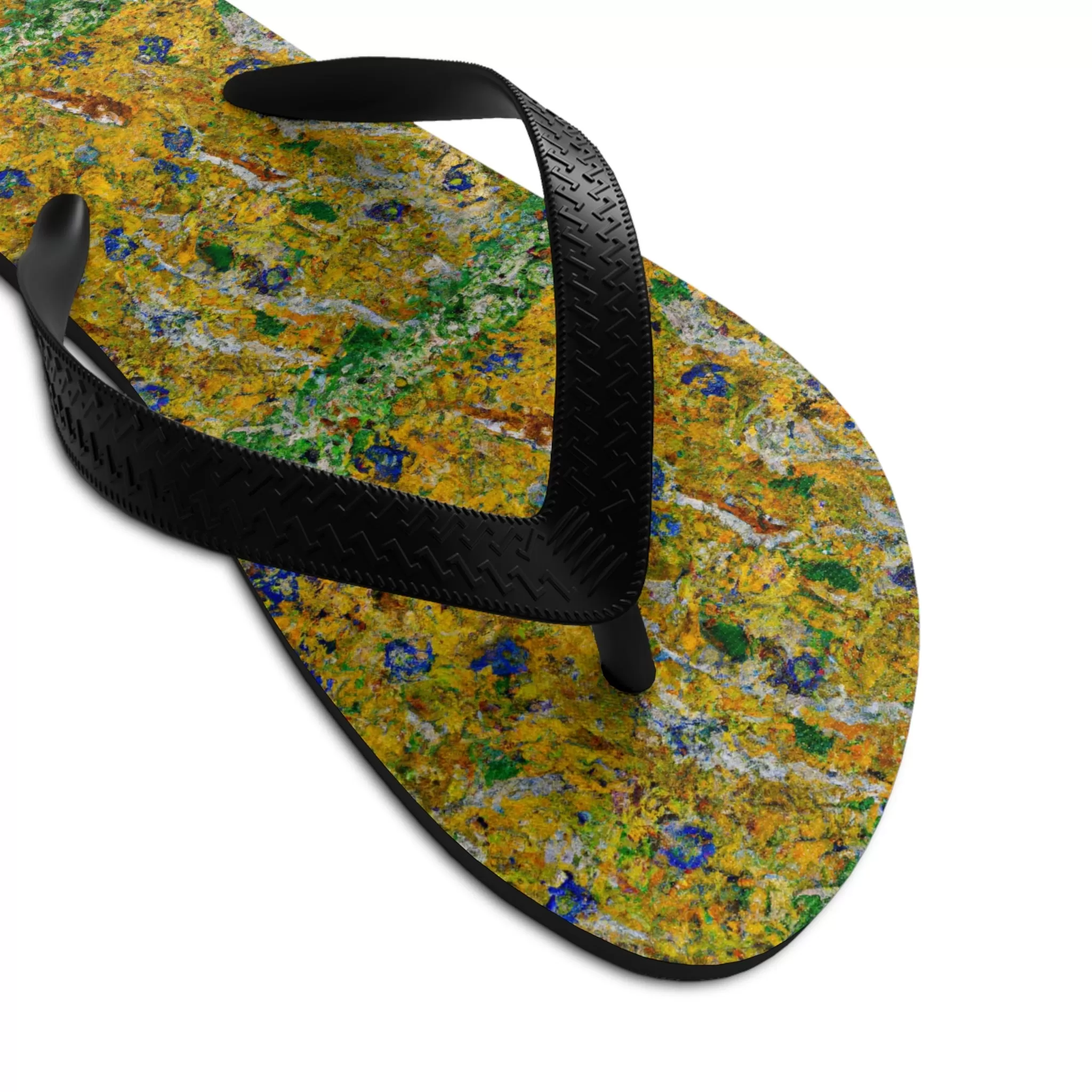 Unisex Flip-Flops Summer Time Yellow Flower Oil painting