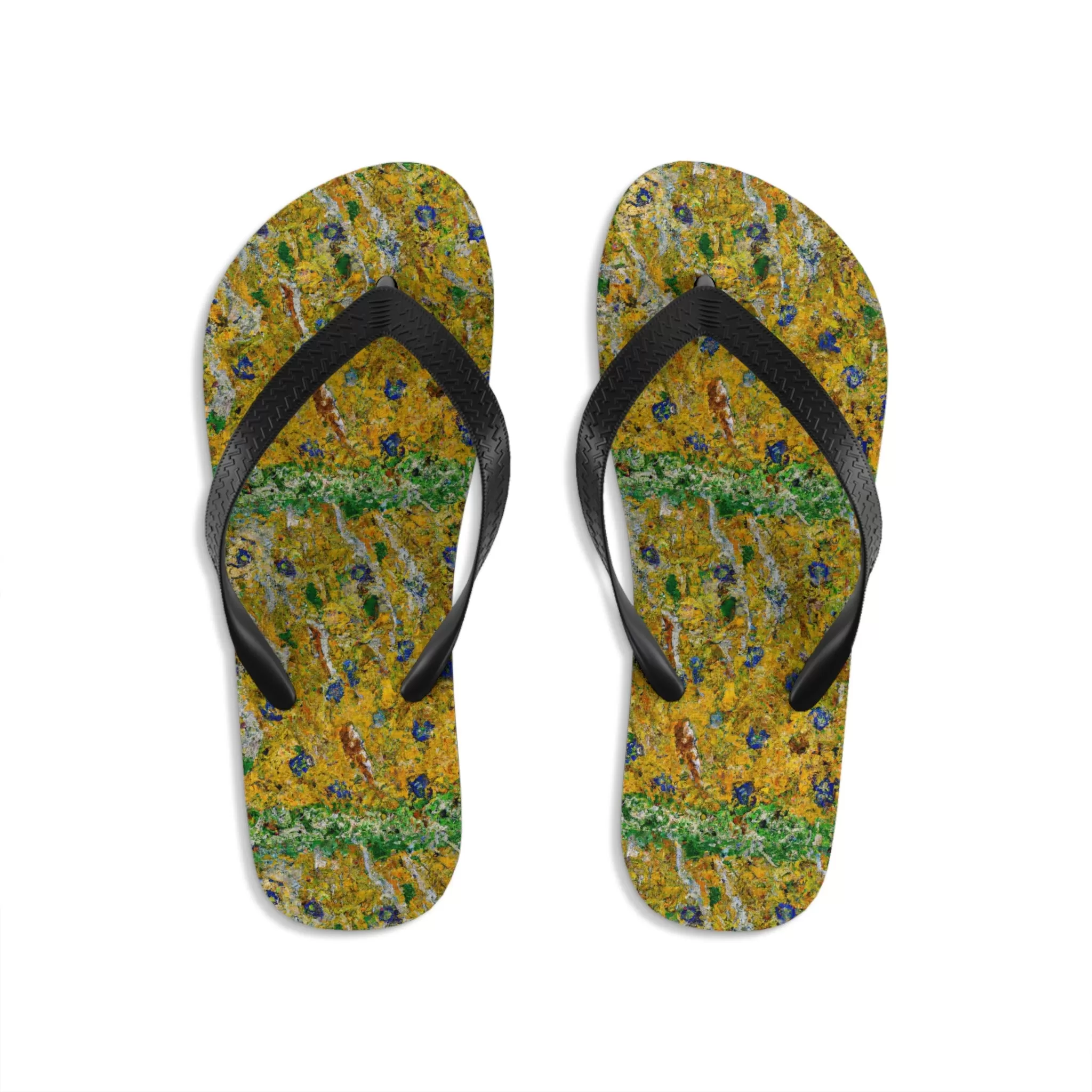 Unisex Flip-Flops Summer Time Yellow Flower Oil painting