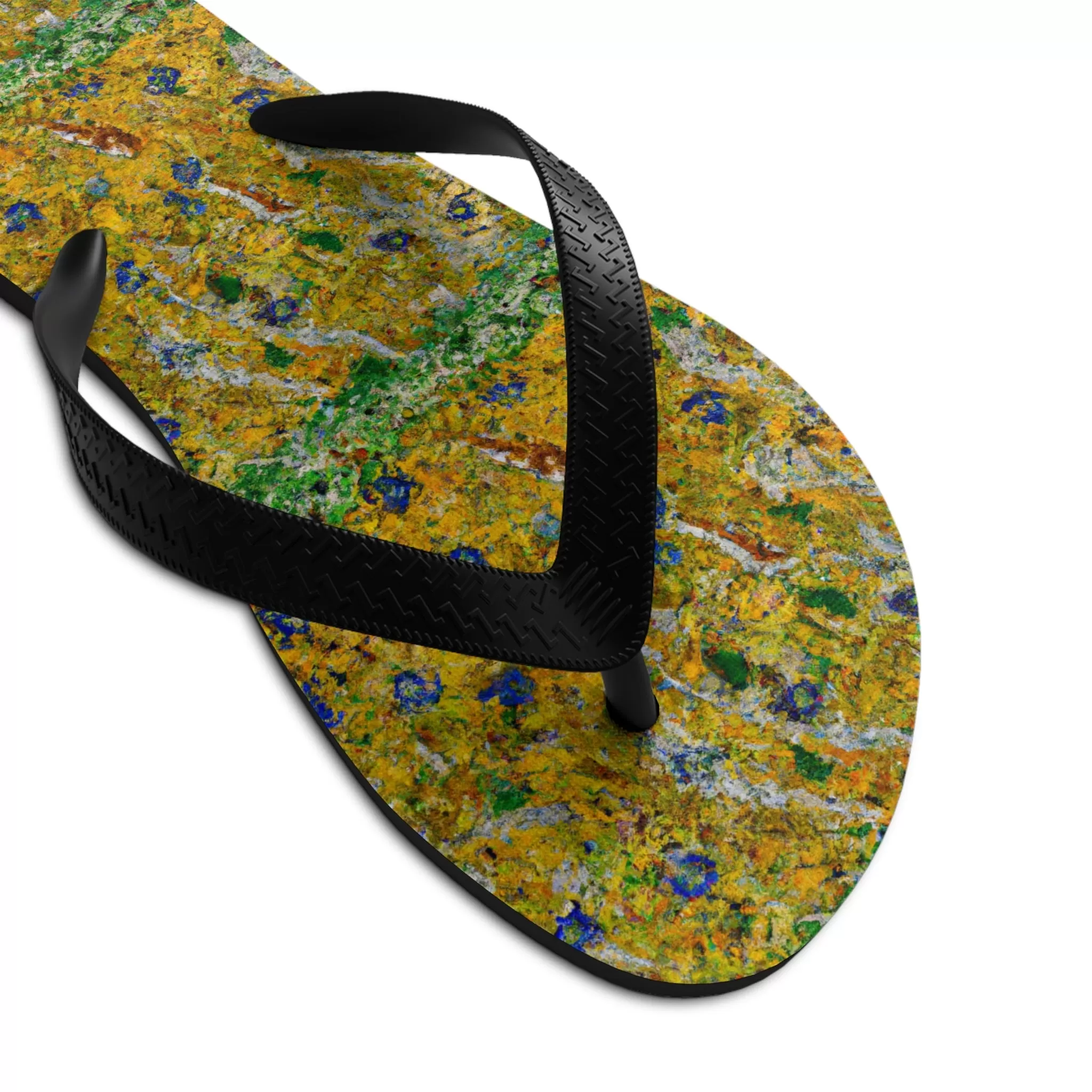 Unisex Flip-Flops Summer Time Yellow Flower Oil painting