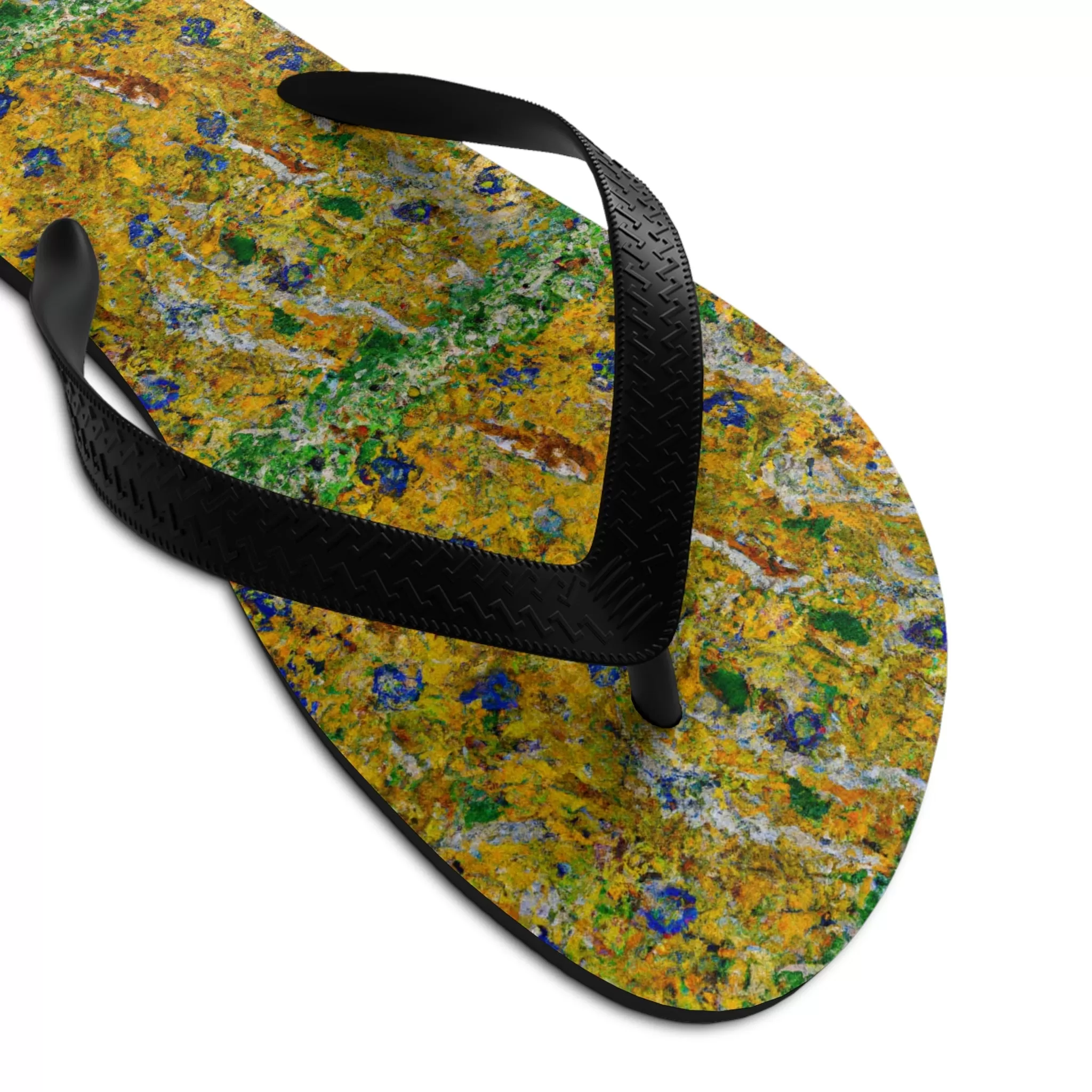 Unisex Flip-Flops Summer Time Yellow Flower Oil painting