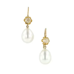 Vintage Diamond & Pearl Drop Earrings